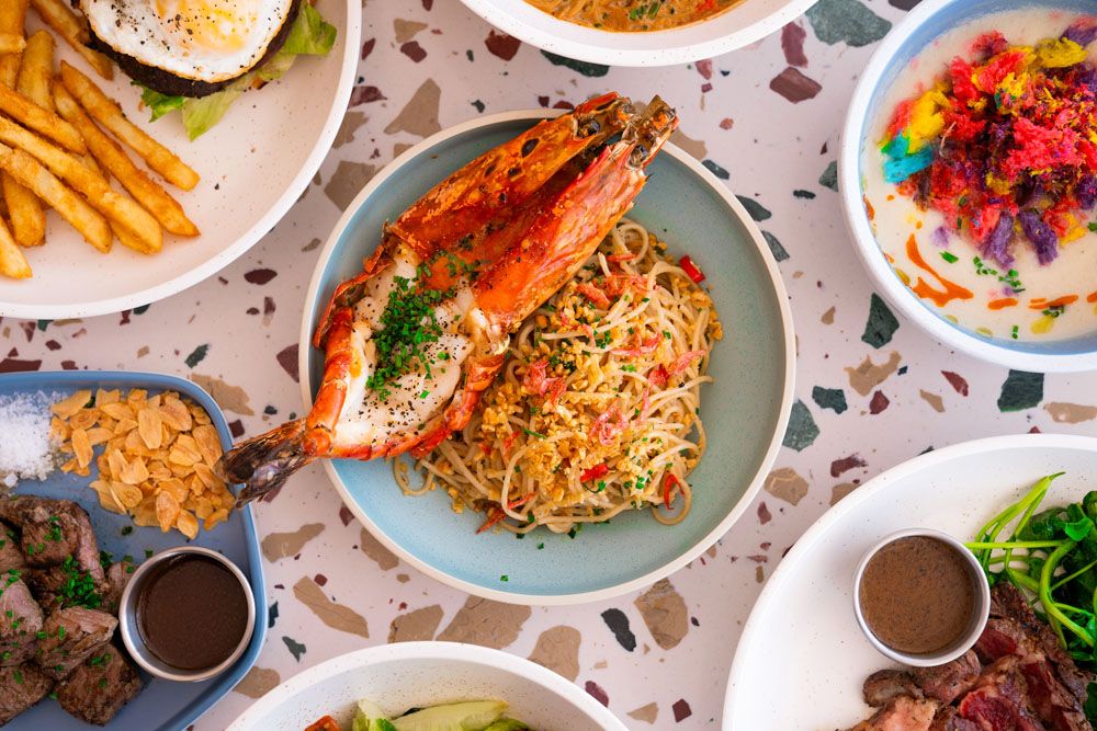 Grilled prawn aglio oglio