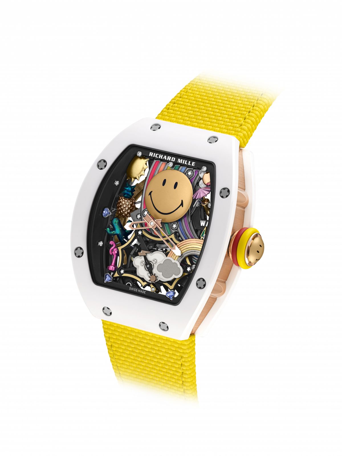 RM 88 Smiley自動上鍊陀飛輪腕錶以微笑傳遞積極樂觀的正能量。Photo：RICHARD MILLE