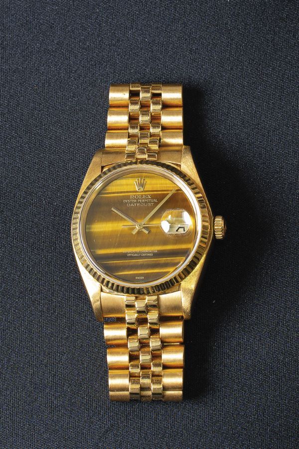 Mile loves the Jubilee bracelet of this Rolex Datejust with tiger eye stone dial