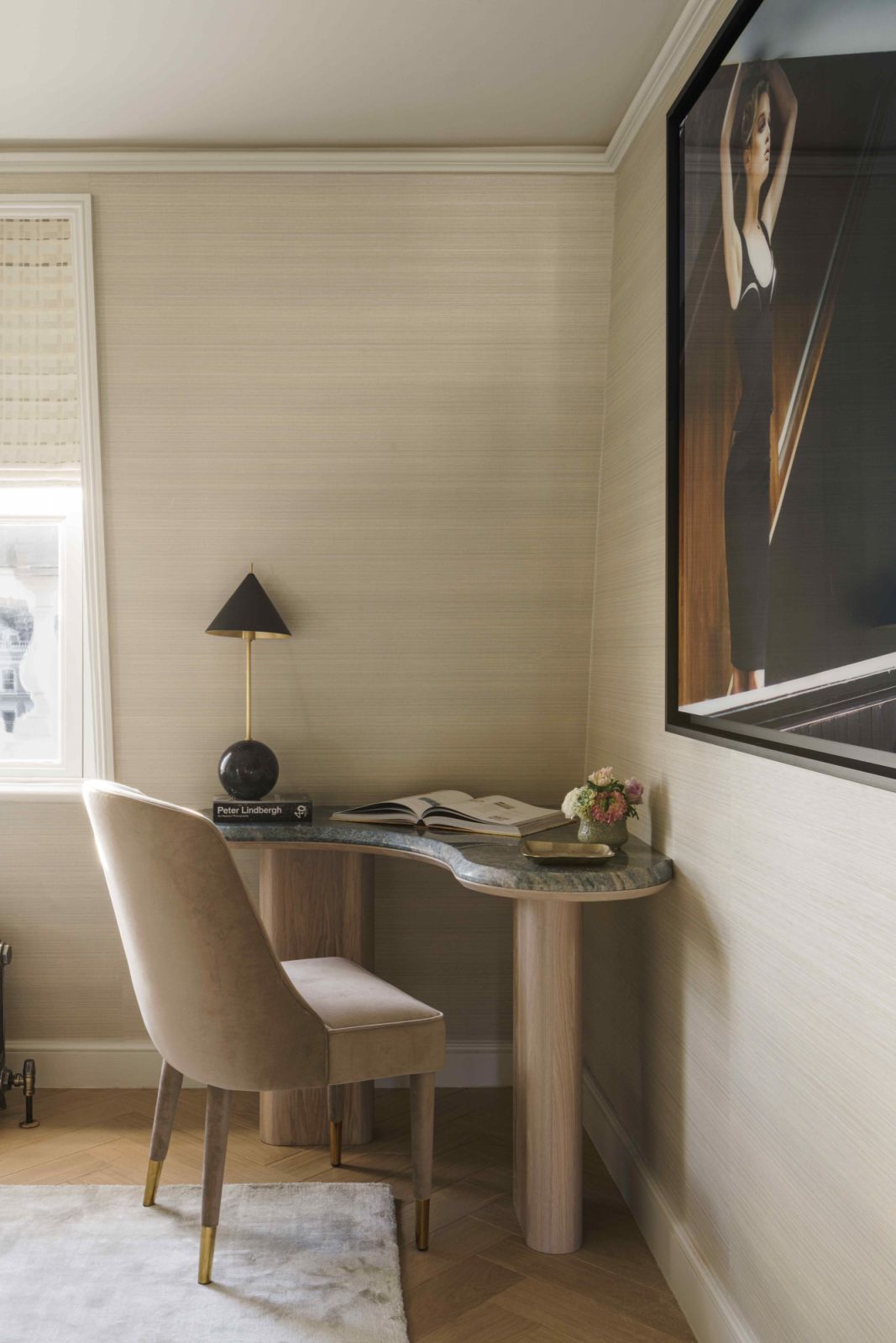 Built-in marble desk in the office and guest room