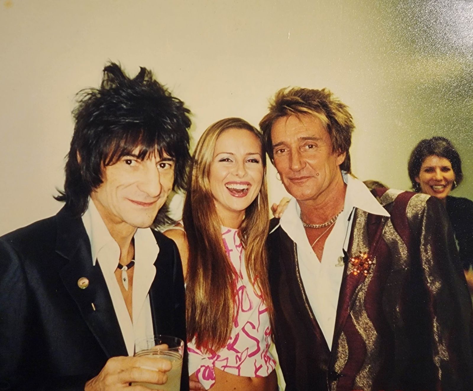 Belinda Chapple with Ronnie Wood and Rod Stewart