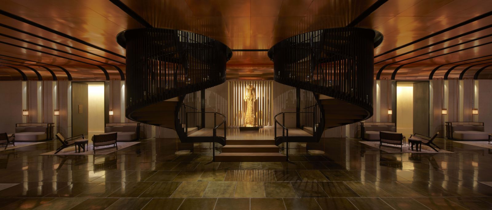 Kebayaku sculpture at the centre of its grand staircase