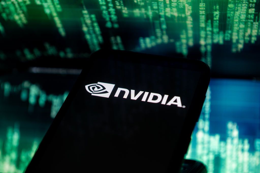 POLAND - 2024/01/11: In this photo illustration a Nvidia logo seen displayed on a smartphone. (Photo Illustration by Mateusz Slodkowski/SOPA Images/LightRocket via Getty Images)