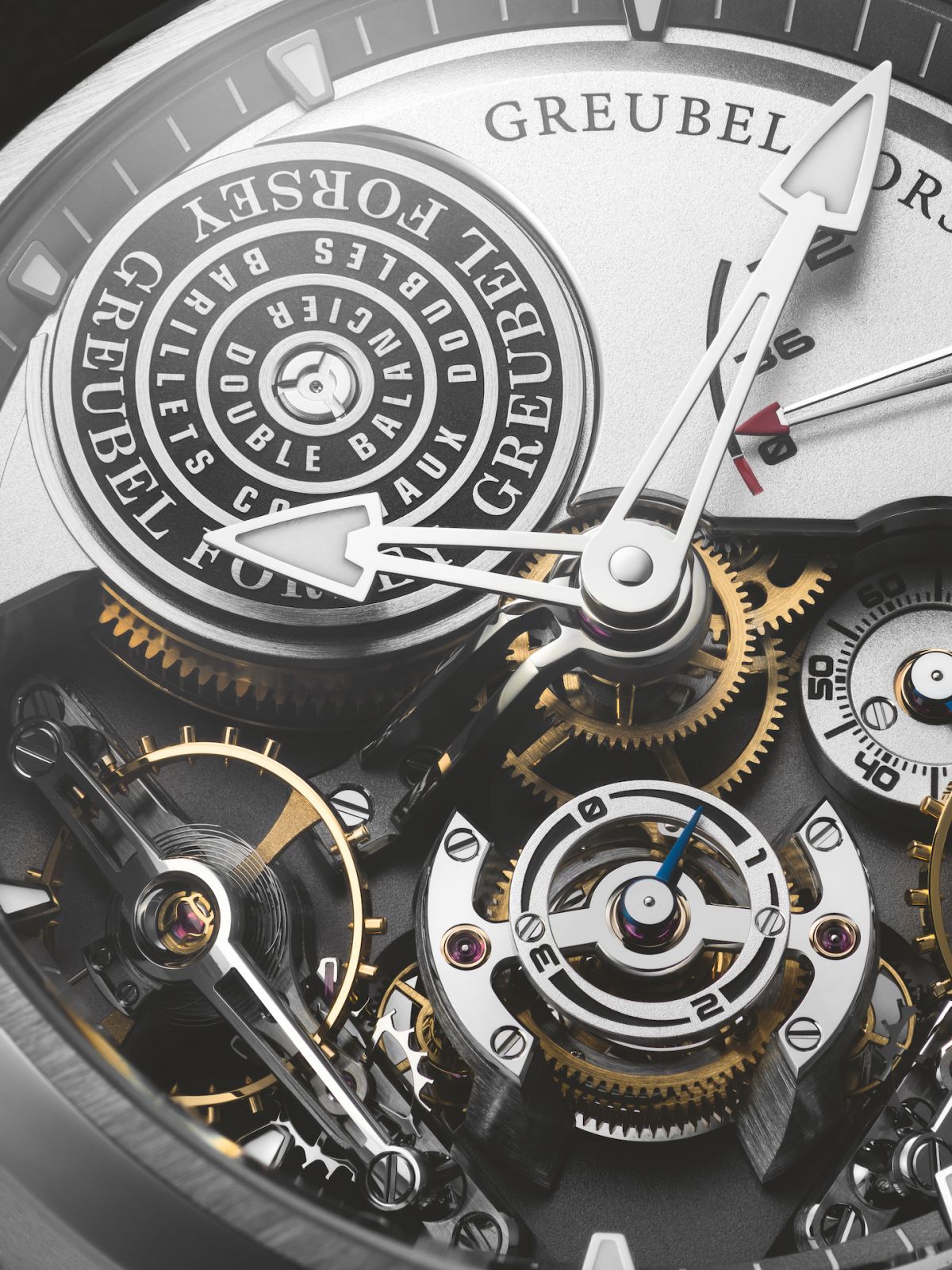A close-up of the double balance wheel of the Greubel Forsey Double Balancier Convexe 42,5mm