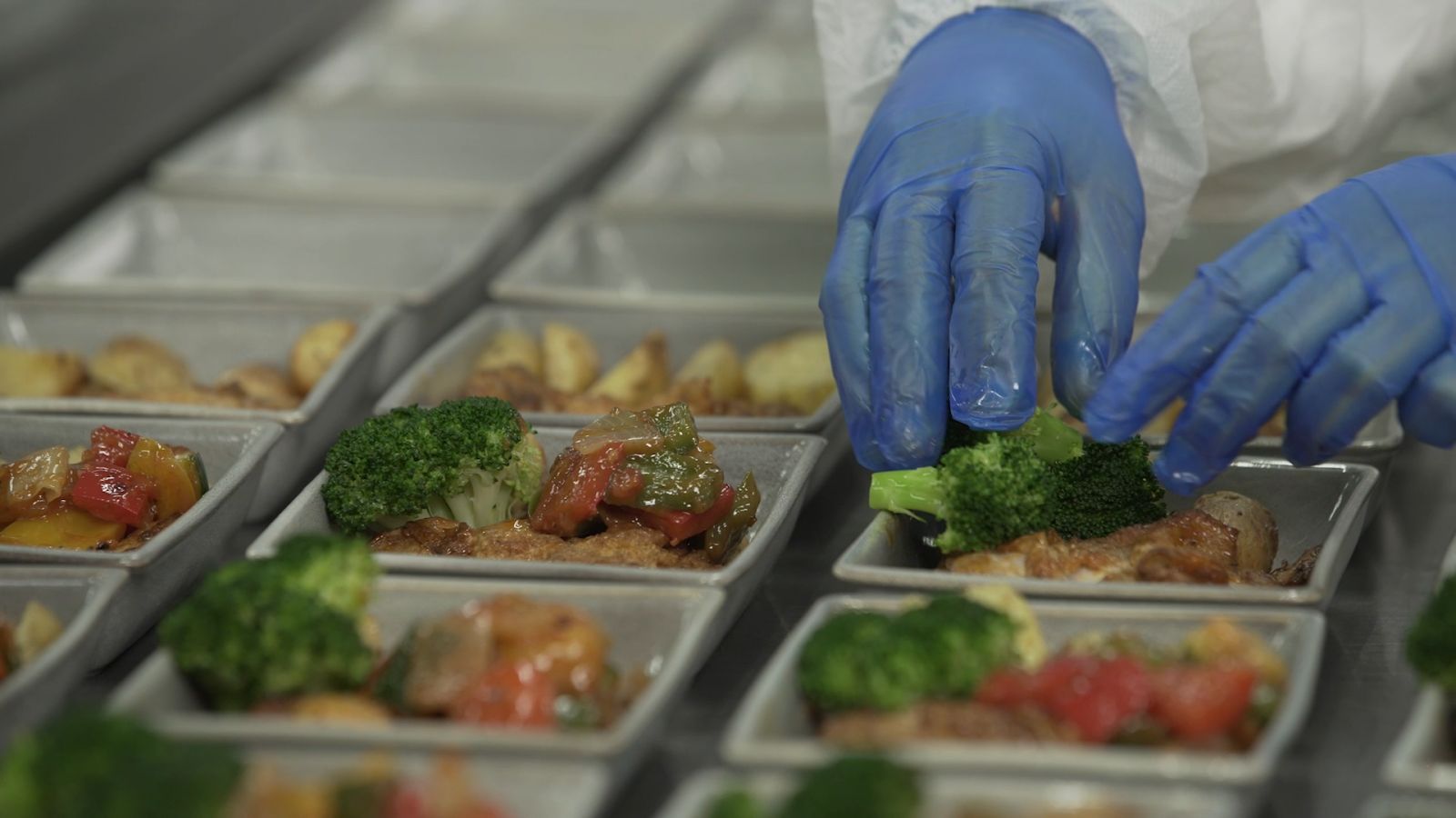 Meals being plated in the SATS kitchen