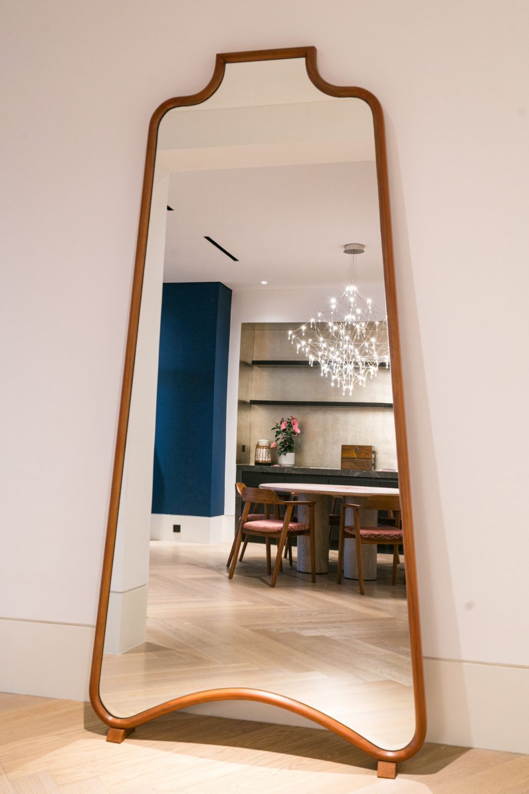 The full-length mirror based on ancient Chinese coins was custom designed by HWA