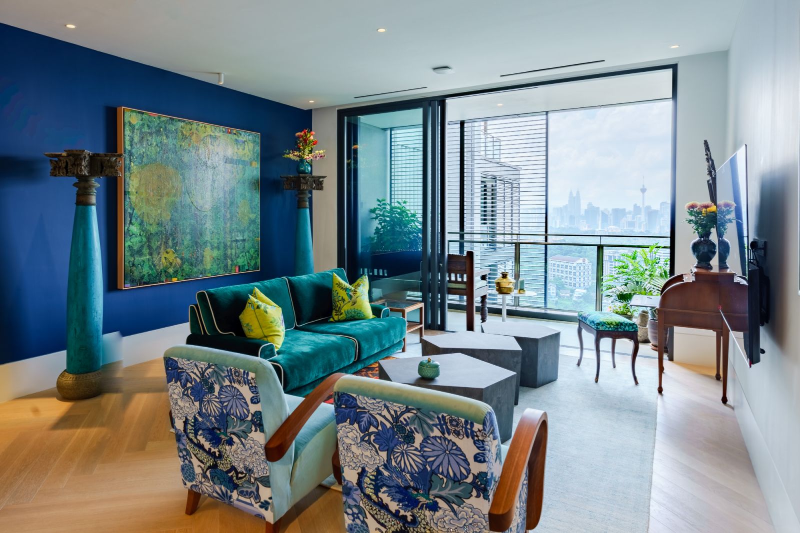 Colourful and eclectic with a magnificent view of the city skyline