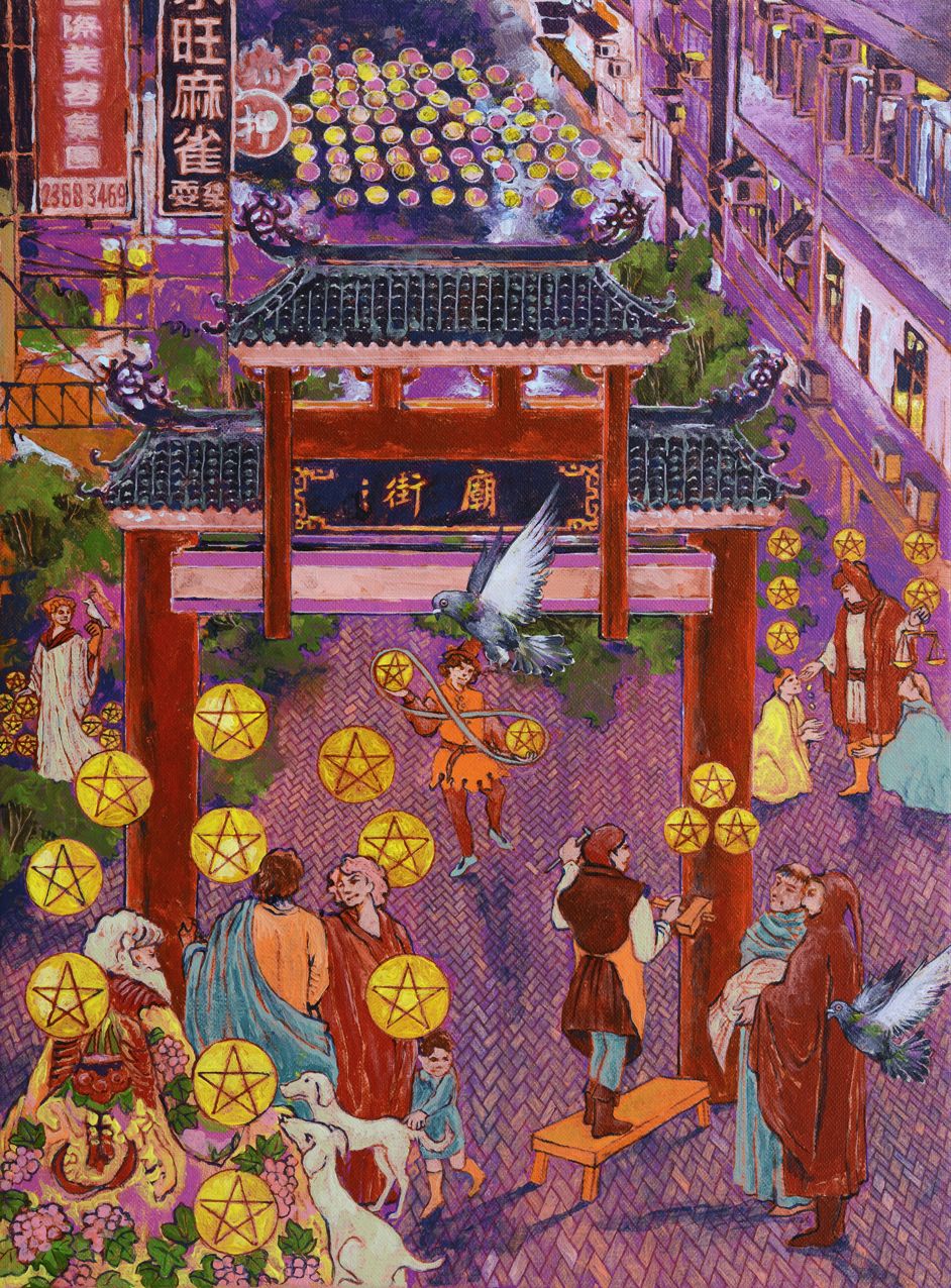 Chow Chun Fai's "Night Vibes Temple Street", (2024) on view for "The Doors" at Bonham, March 21 - April 8, 20/F, One Pacific Place, Admiralty (Photo: courtesy Bonhams)