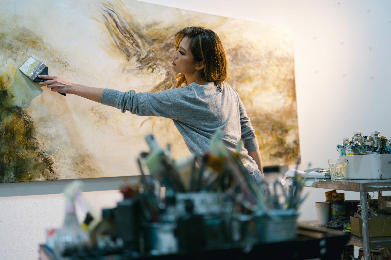 Artist Jaee Tee in her element at her studio