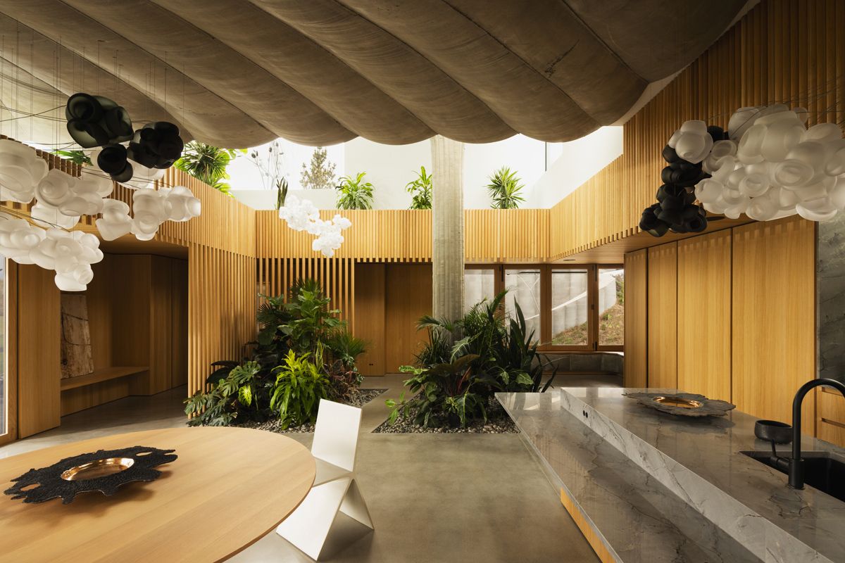 View of the dining room and the zen garden
