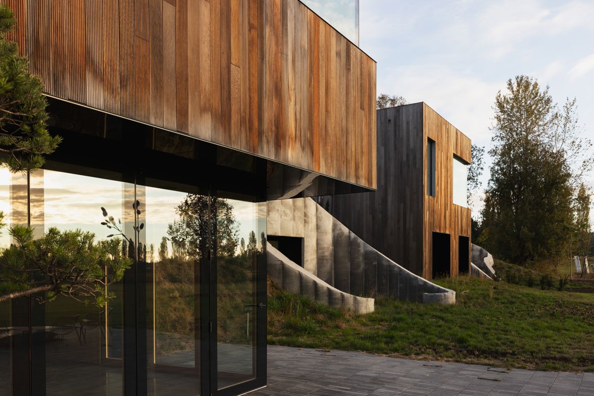 The landscape is wrapped around the architecture