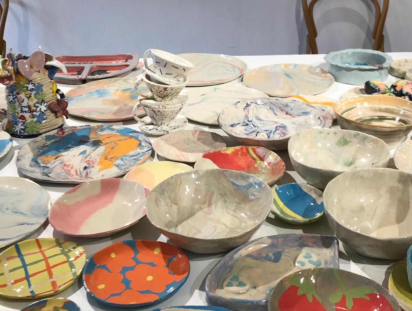 pottery workshop at a clay café