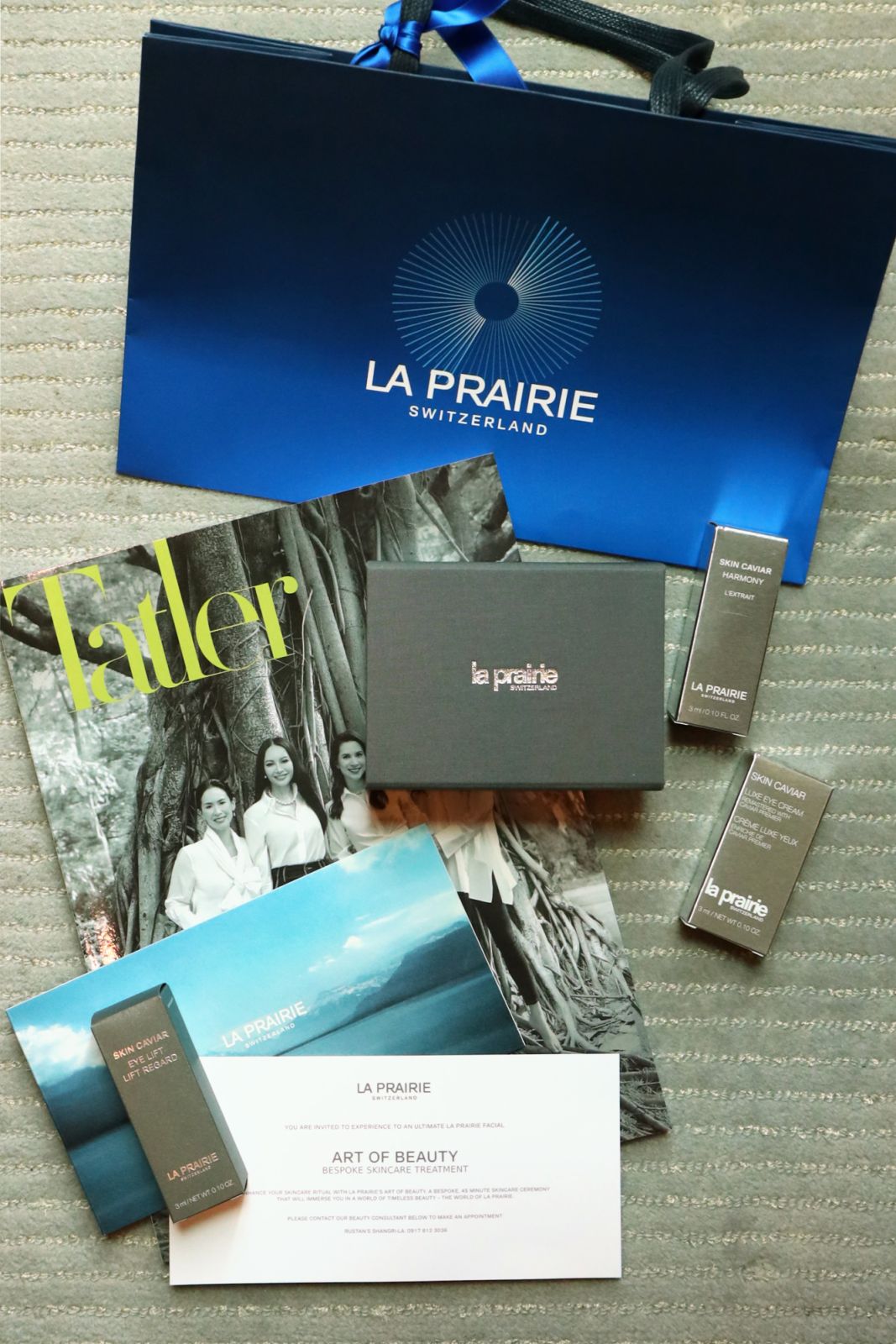 La Prairie and Tatler's tokens for guests