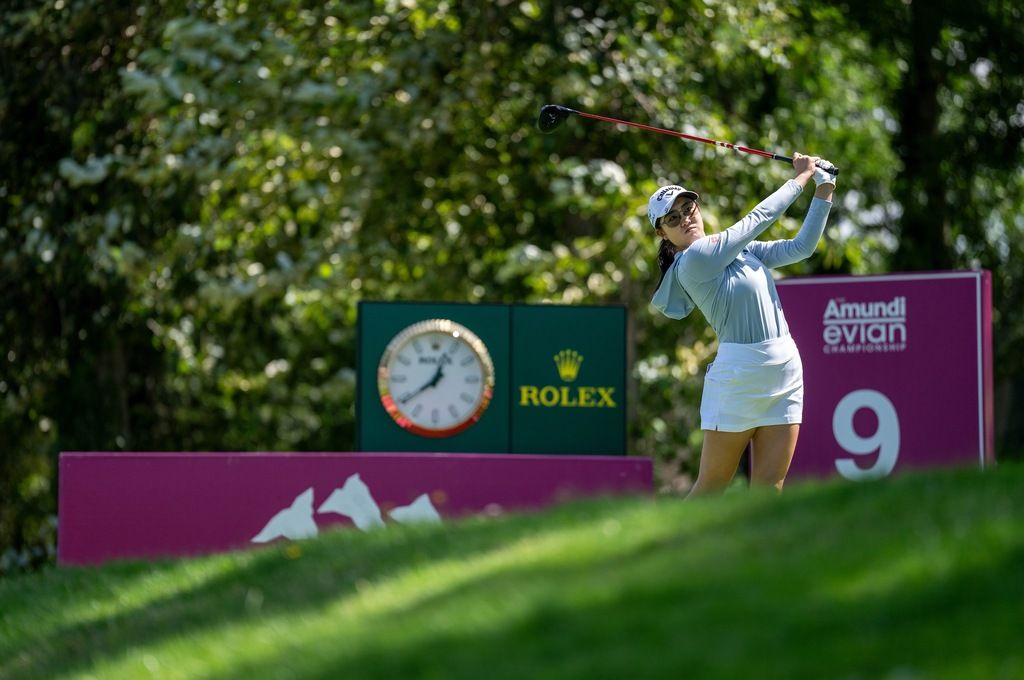 勞力士代言人張斯洋 (Rose Zhang)於2023 年東方匯理依雲錦標賽(THE AMUNDI EVIAN CHAMPIONSHIP)決賽輪©Rolex/Thomas Lovelock