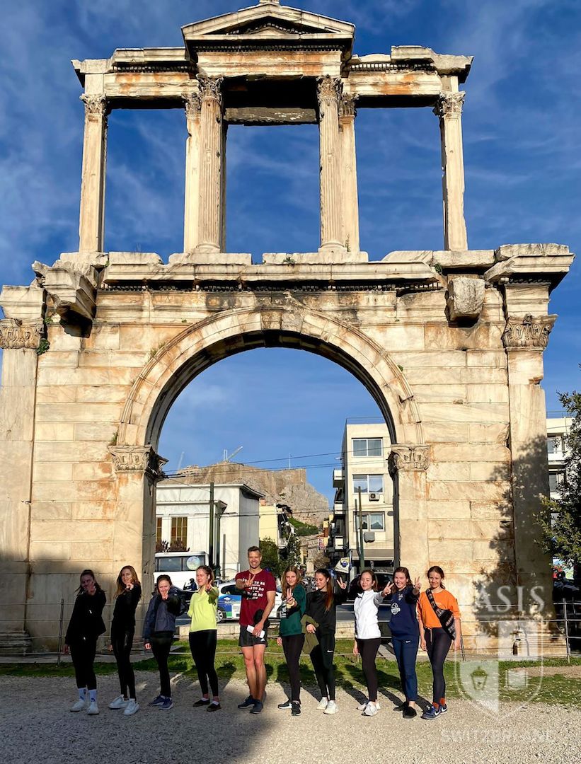 Honours literature class at the Olympic Stadium of Athens (Mira third from right)