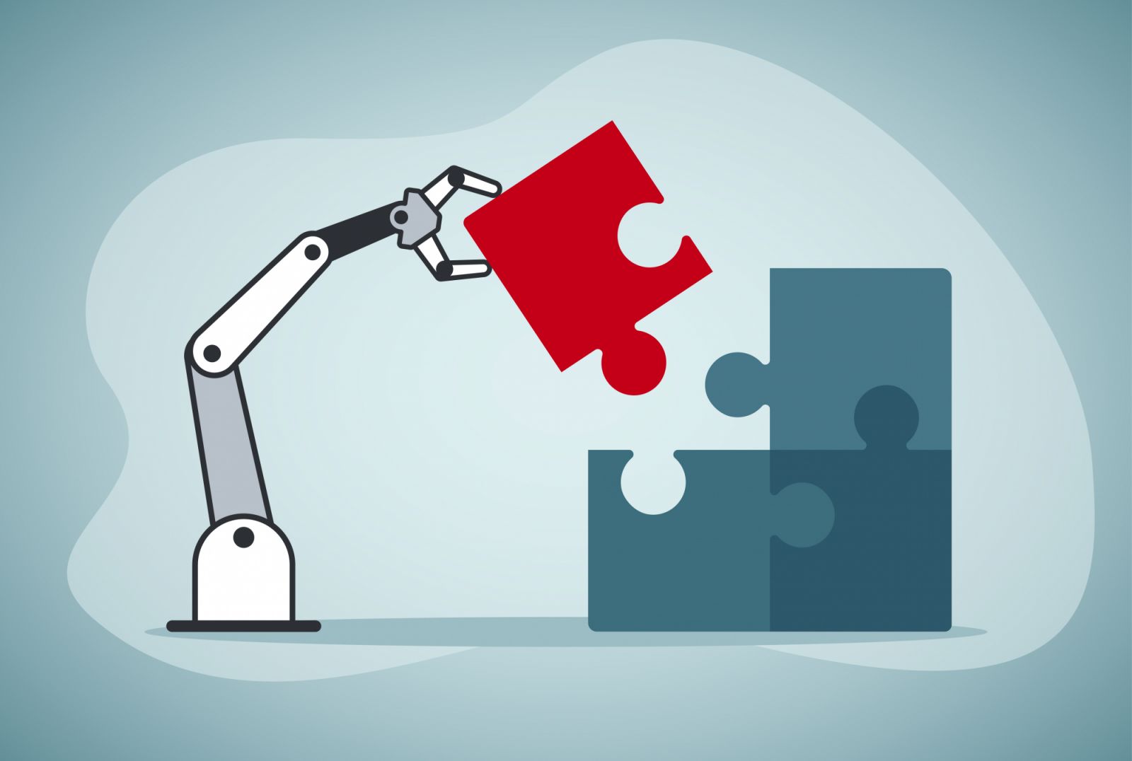 AI Technology Helps. Partnership with a robot concept.
