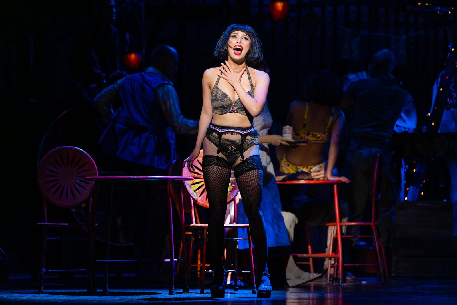 A scene in ‘Miss Saigon’ featuring Kiara Dario as Gigi van Tranh singing ‘The Movie in my Mind’ (Photo: Andrew Beveridge)