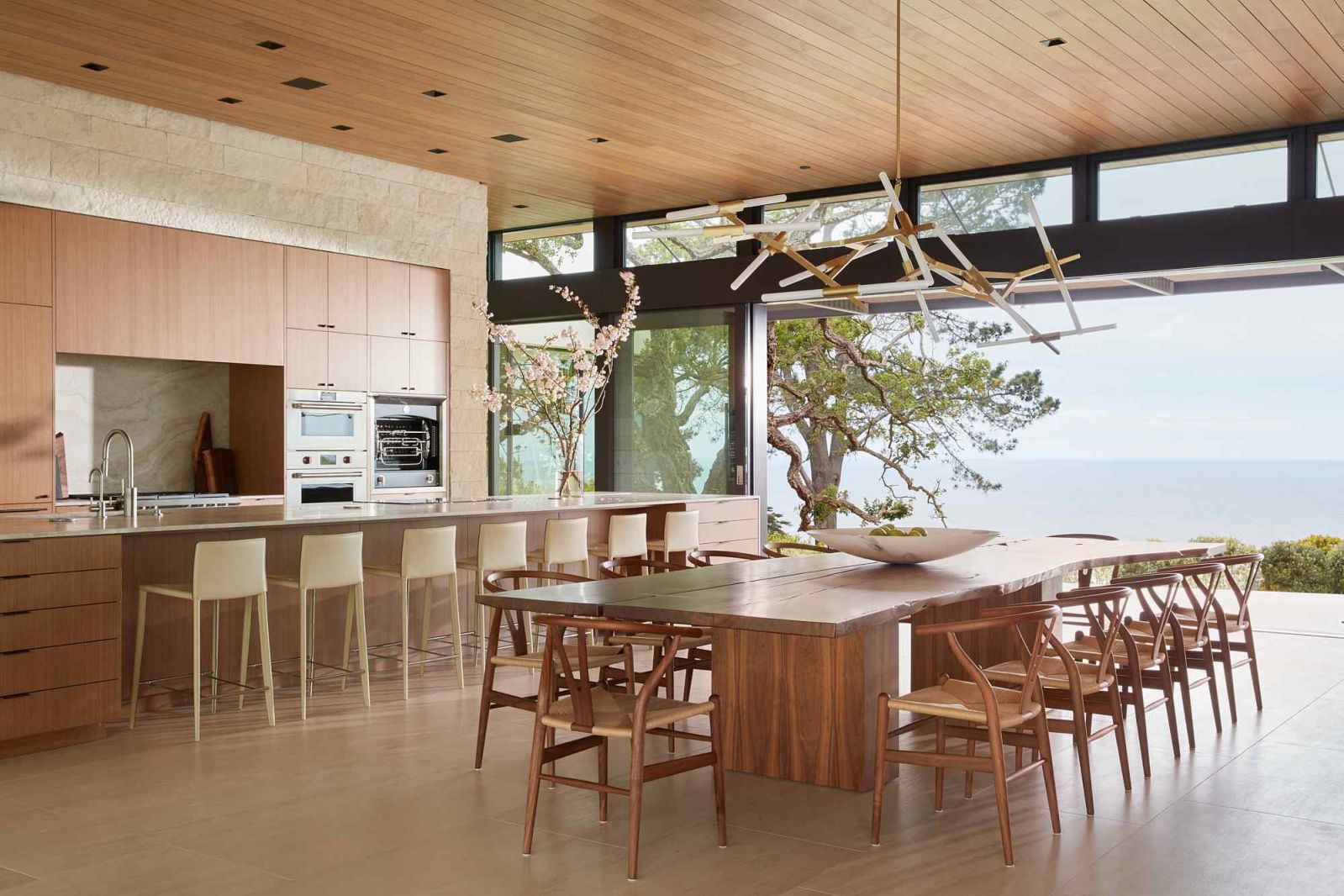 Large sliding glass doors bringing the view into the interior
