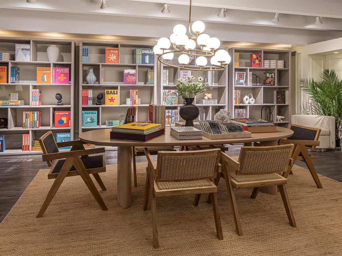 The sitting area with a library at the Prelude Living showroom