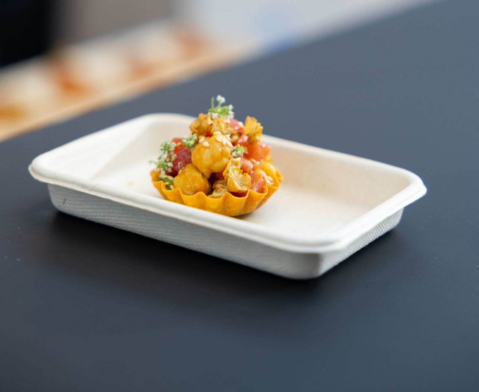 Bluefin tuna, chickpeas, smoked paprika & coriander จาก Blue by Alain Ducasse