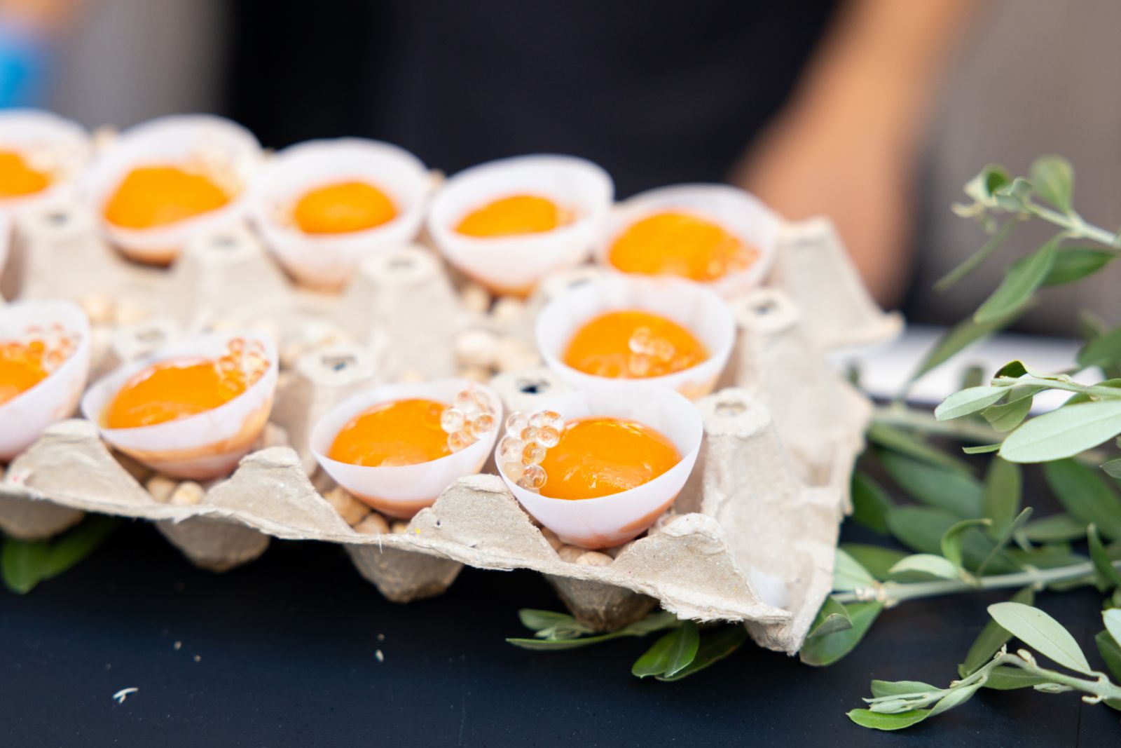 Carabineros crudo bisque gazpacho in edible eggshell จาก Gluttony By The Sin