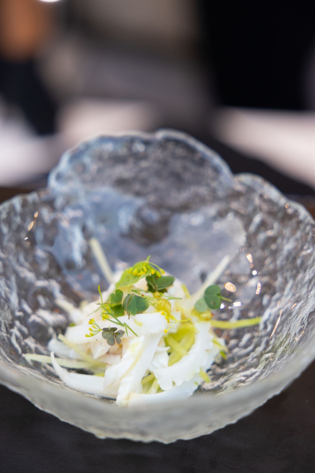 Cuttlefish noodles with chilled wasabi buttermilk broth จาก Wynd