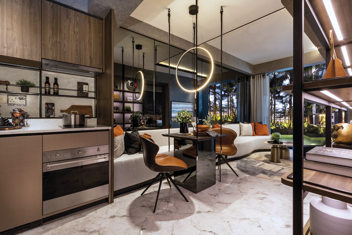 Another view of the open-plan areas of the two-bedroom unit