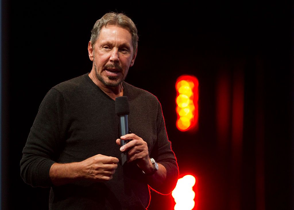 SAN FRANCISCO, CA - SEPTEMBER 28: Oracle Executive Chairman of the Board and Chief Technology Officer, Larry Ellison, delivers a keynote address during the 2014 Oracle Open World conference on September 28, 2014 in San Francisco, California. Ellison kicked off the week-long Oracle Open World conference that runs through October 2. (Photo by Kimberly White/Getty Images)