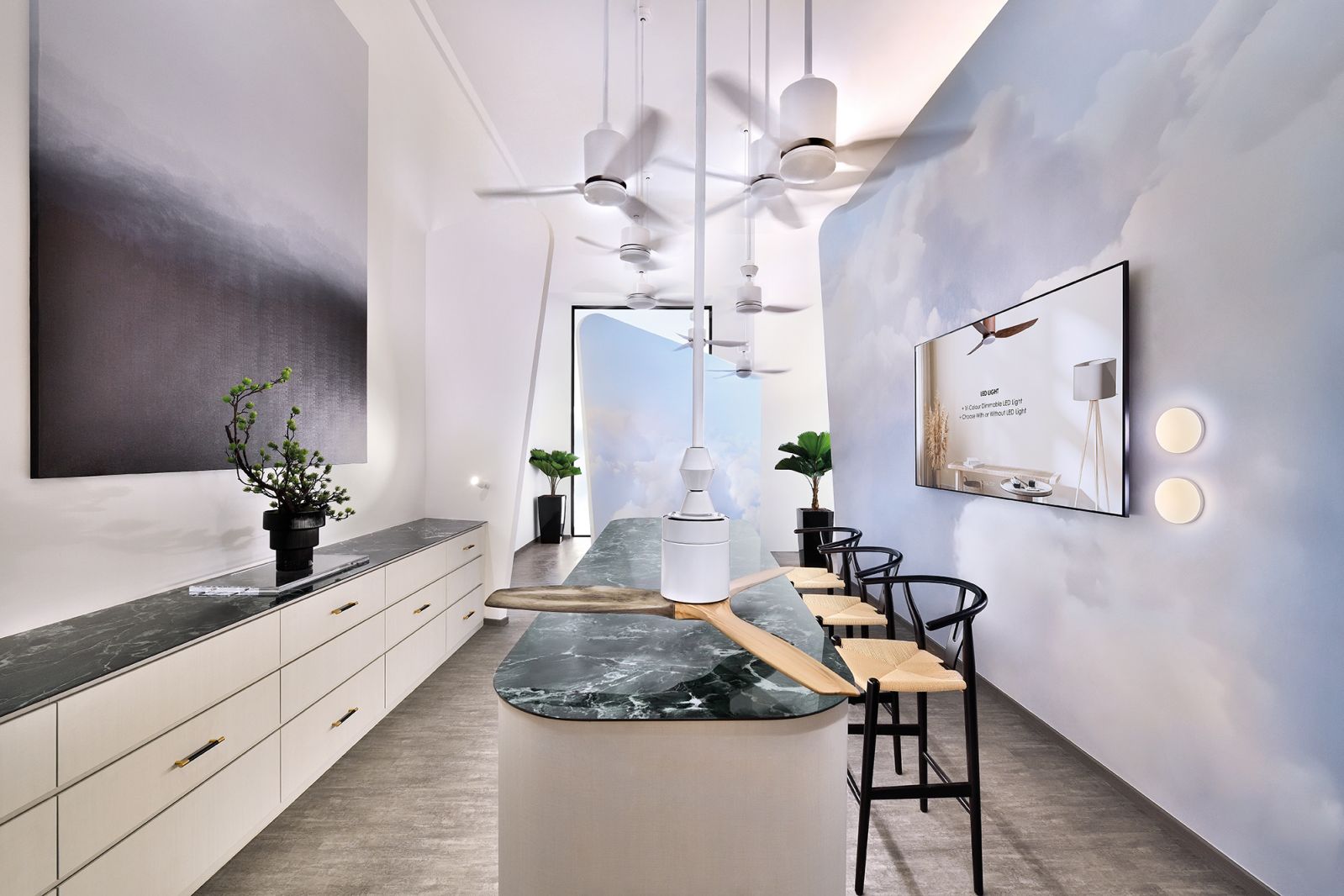 The experiential lab’s overall light palette emphasises the beauty of the material palette