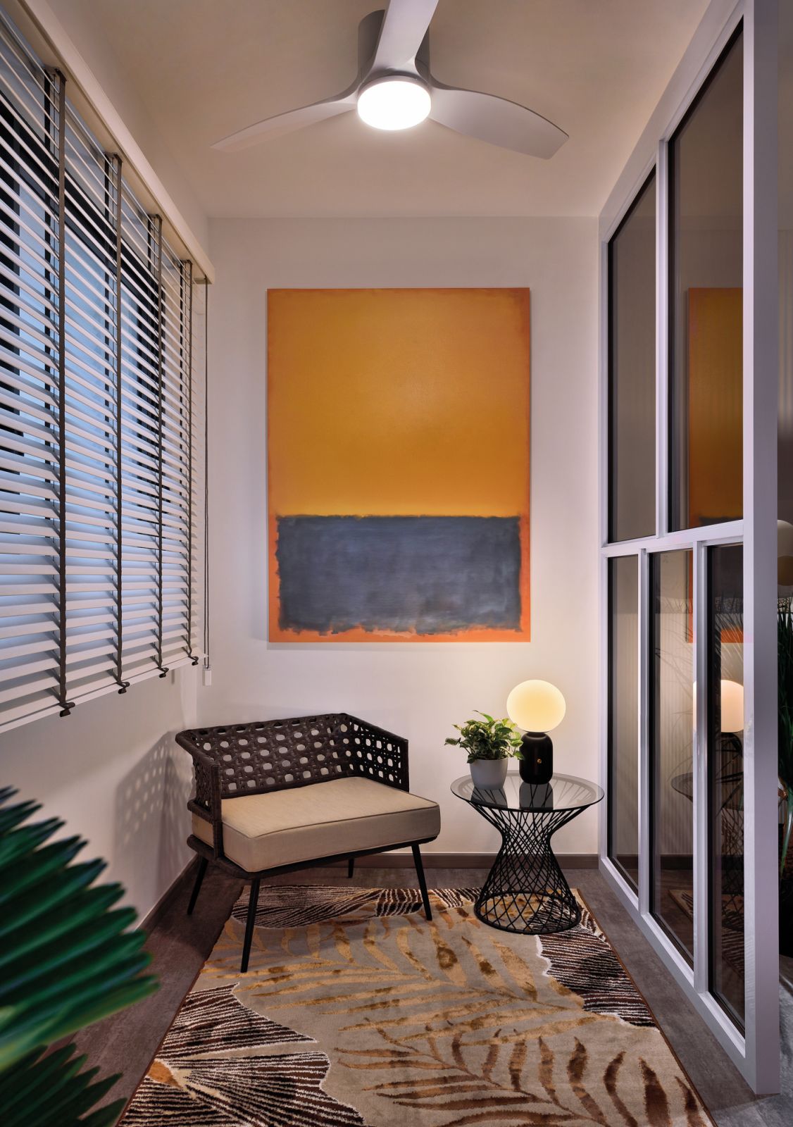 This cosy nook is a functional space that is equally suitable for work or relaxing in
