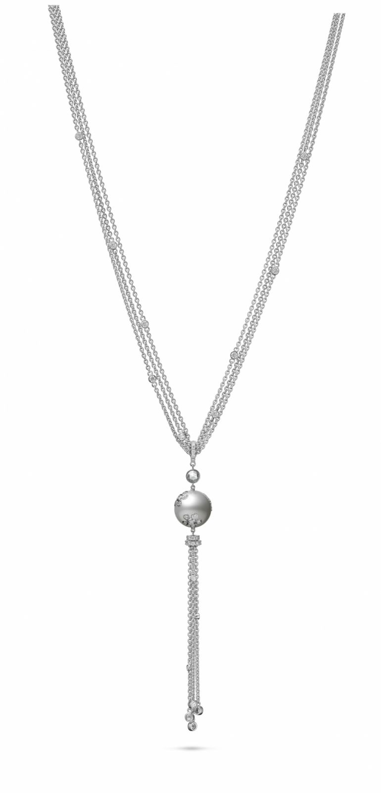 MIKIMOTO頂級珠寶系列《Praise to the Sea》– 南洋珍珠鑽石流蘇墜鍊。（Photo: MIKIMOTO）