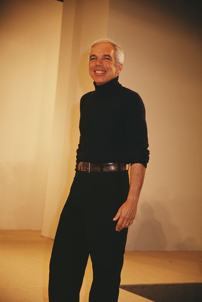 American fashion designer Ralph Lauren on the catwalk after his fashion show, USA, circa 1995. (Photo by Rose Hartman/Archive Photos/Getty Images)