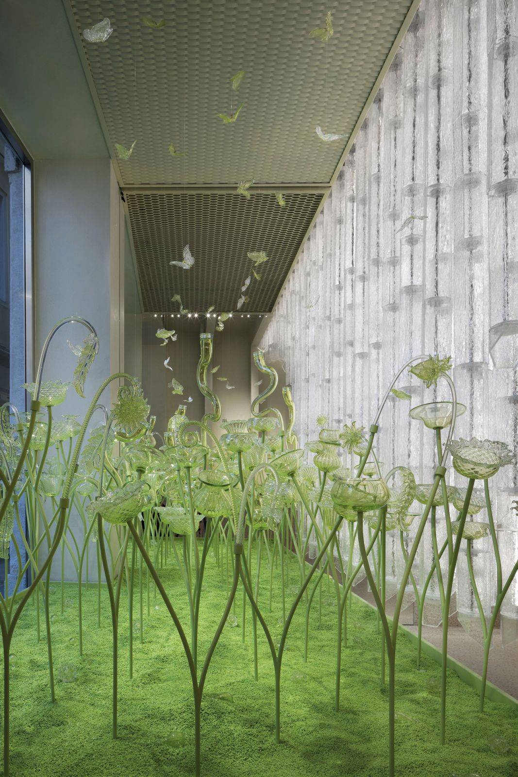 A view of the fine glass installations at the Barovier & Toso glass boutique