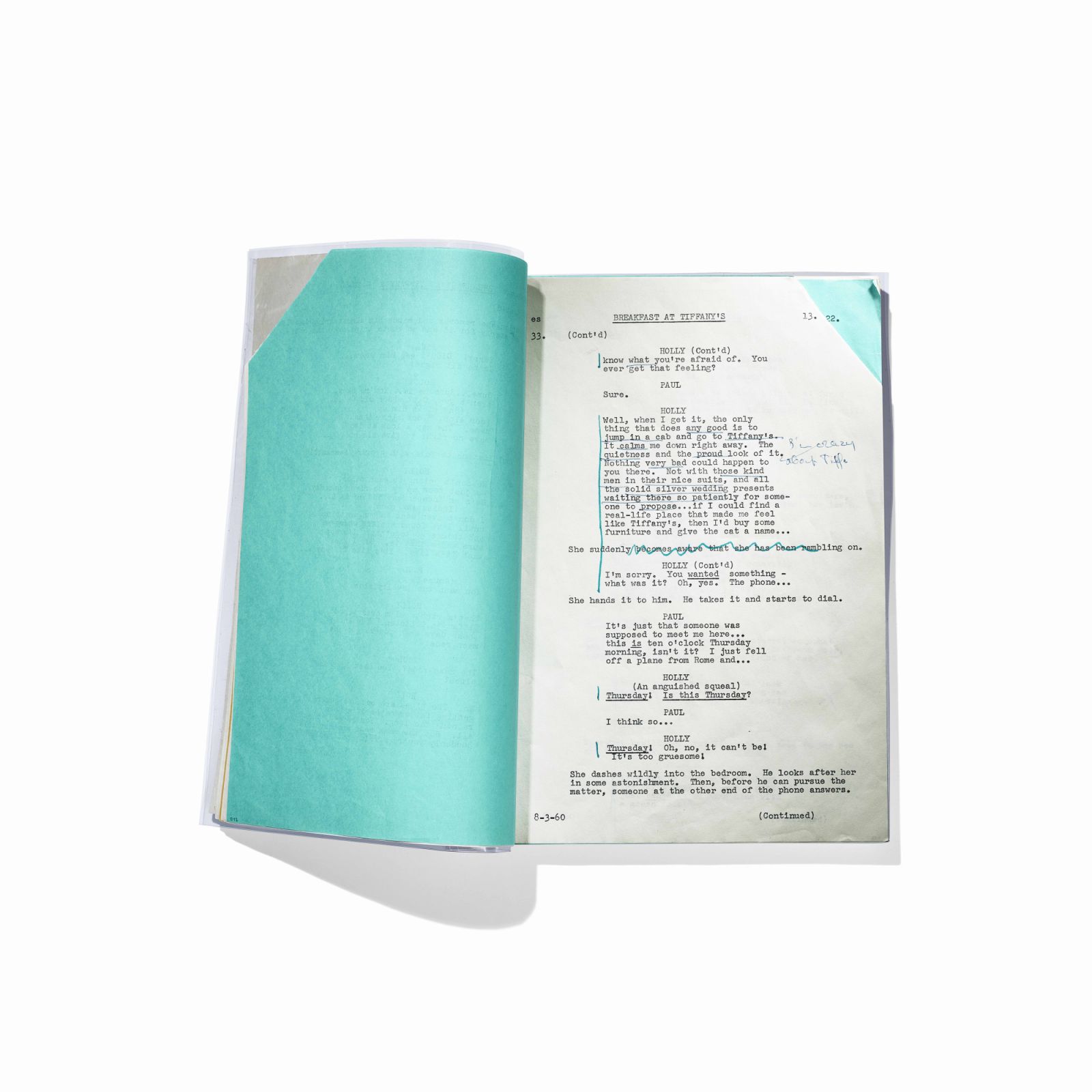 原著小說作者Truman Capote的原始手稿。（Photo: Tiffany & Co.）