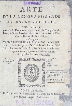 Arte de la lengua Bisaya de La Provincia de Leyte, 1663