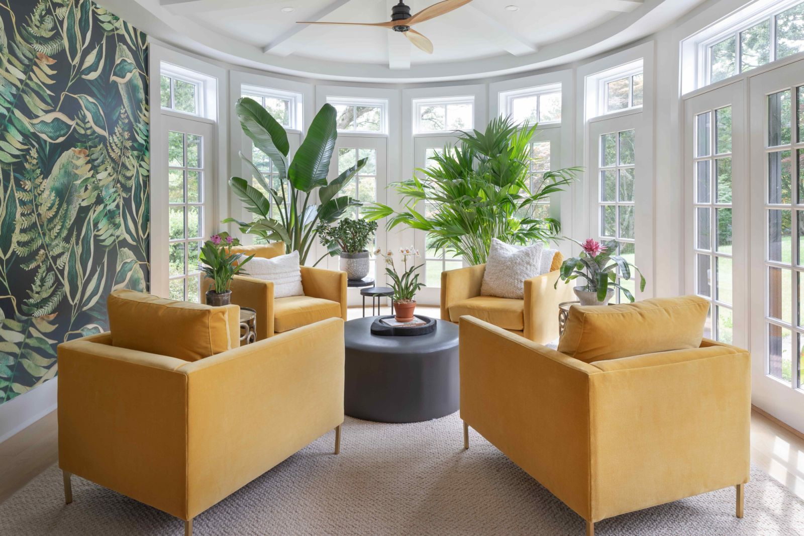 The colourful sunroom in Ania Dunlop's Westchester County residence