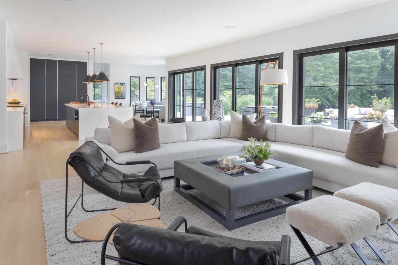 The open-concept ground floor flows from room to room