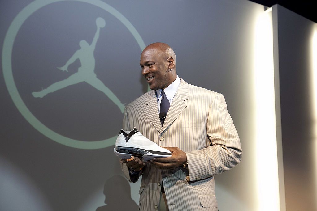 Michael Jordan addresses the media during the launch of the Air Jordan 2009 at The Event Space on January 8, 2009 in New York City. (Photo by Kelly Kline/WireImage)