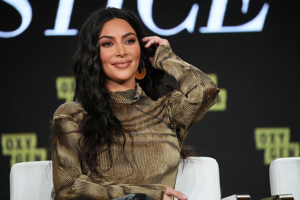 PASADENA, CALIFORNIA - JANUARY 18: Kim Kardashian West of 'The Justice Project' speaks onstage during the 2020 Winter TCA Tour Day 12 at The Langham Huntington, Pasadena on January 18, 2020 in Pasadena, California. (Photo by David Livingston/Getty Images)
