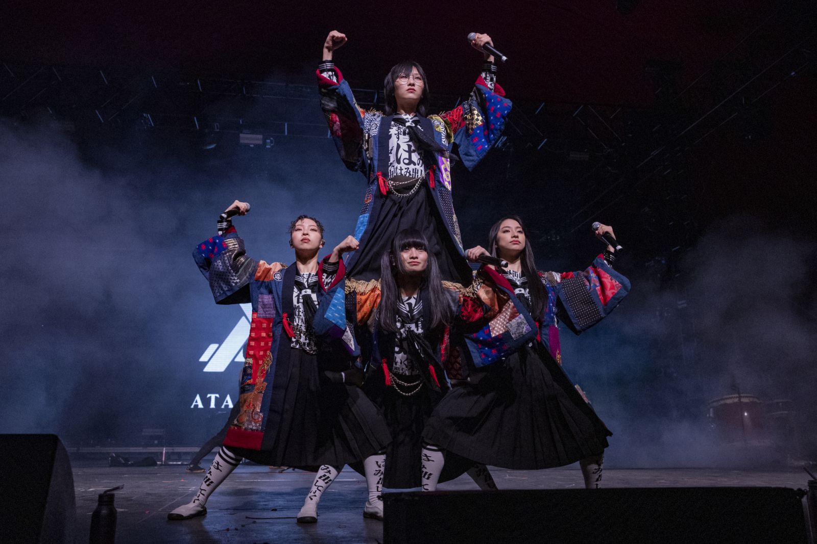 KANON, RIN, SUZUKA and MIZYU of Atarashii Gakko! perform at the Gobi Tent at the 2024 Coachella Valley Music and Arts Festival at Empire Polo Club on April 14, 2024 in Indio, California. (Photo by Emma McIntyre/Getty Images for Coachella)