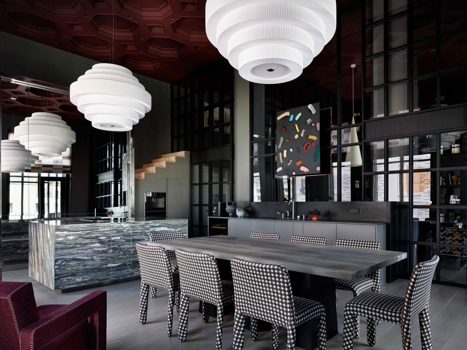 The kitchen and dining area