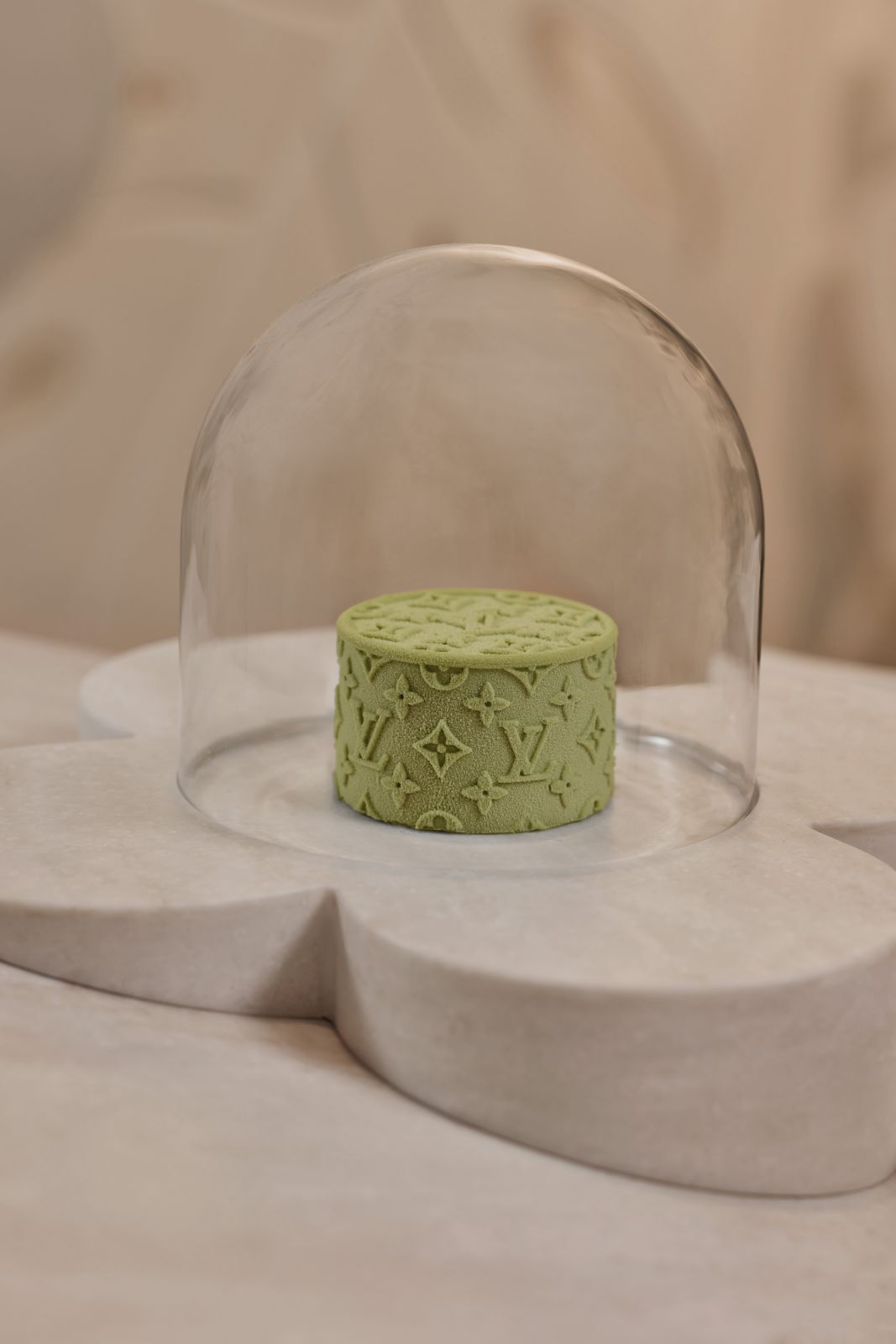 A dessert stamped with the brand’s iconography