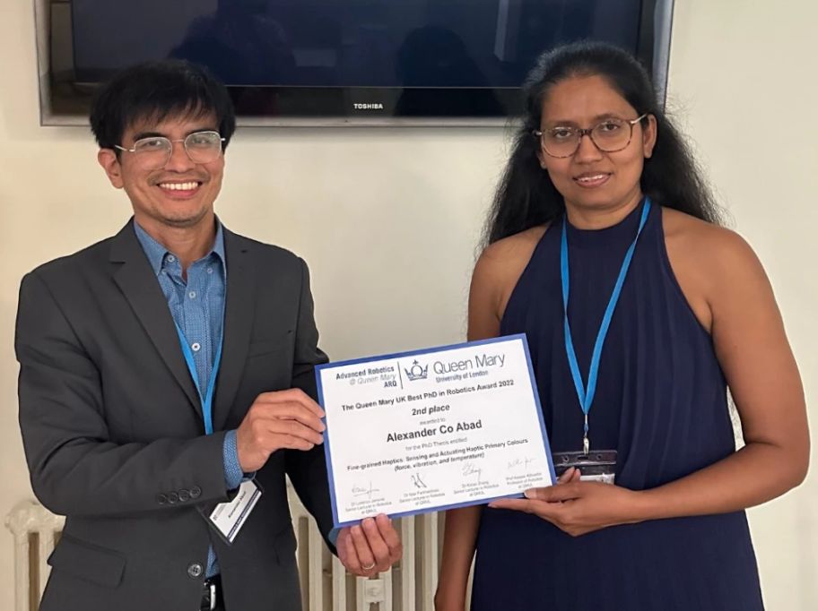 Dr Alexander Co Abad wins a Queen Mary UK Best PhD in Robotics Award (Photo: Liverpool Hope University)