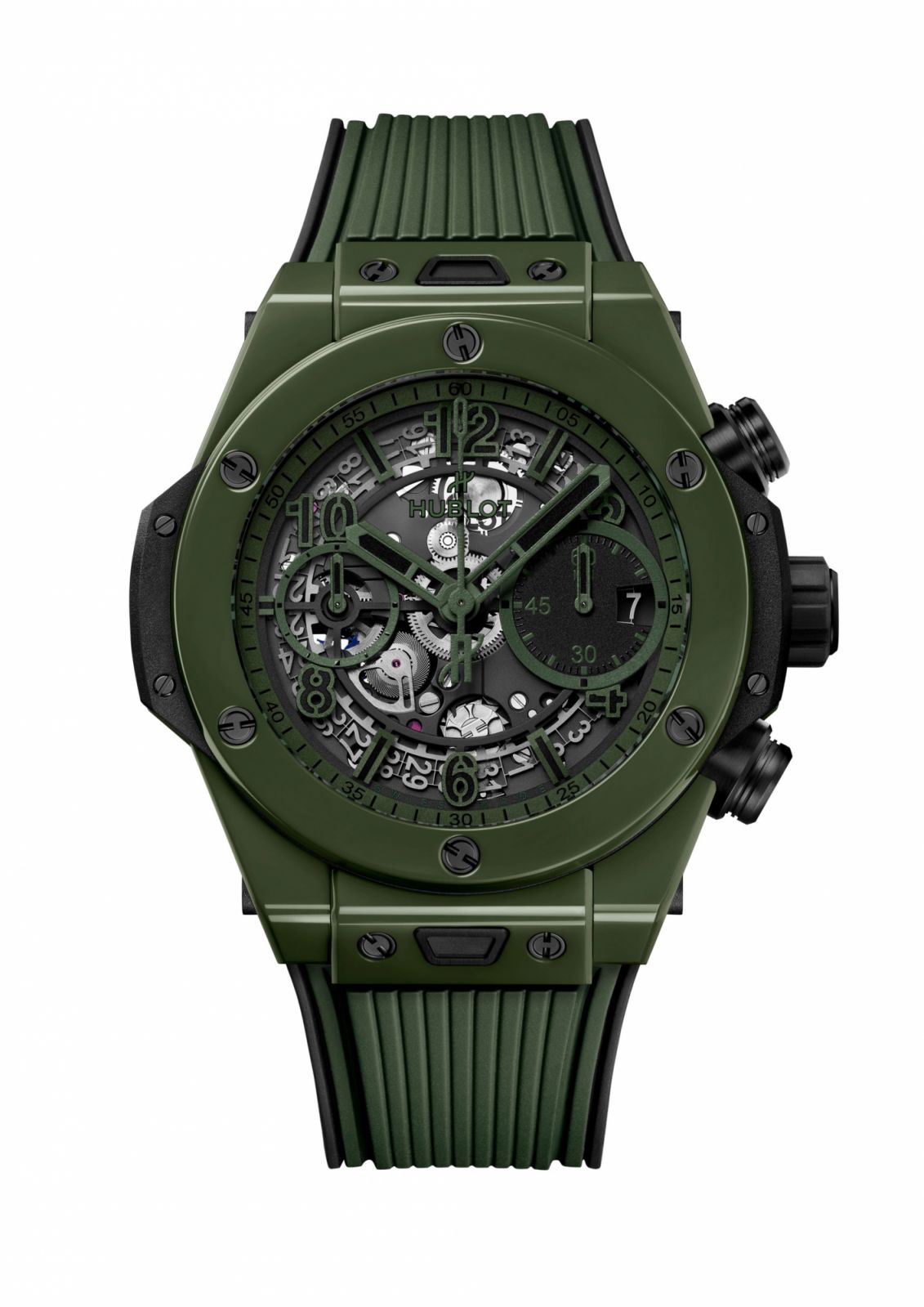 宇舶Big Bang Unico計時碼錶推出墨綠色陶瓷版本。(Photo: Hublot)