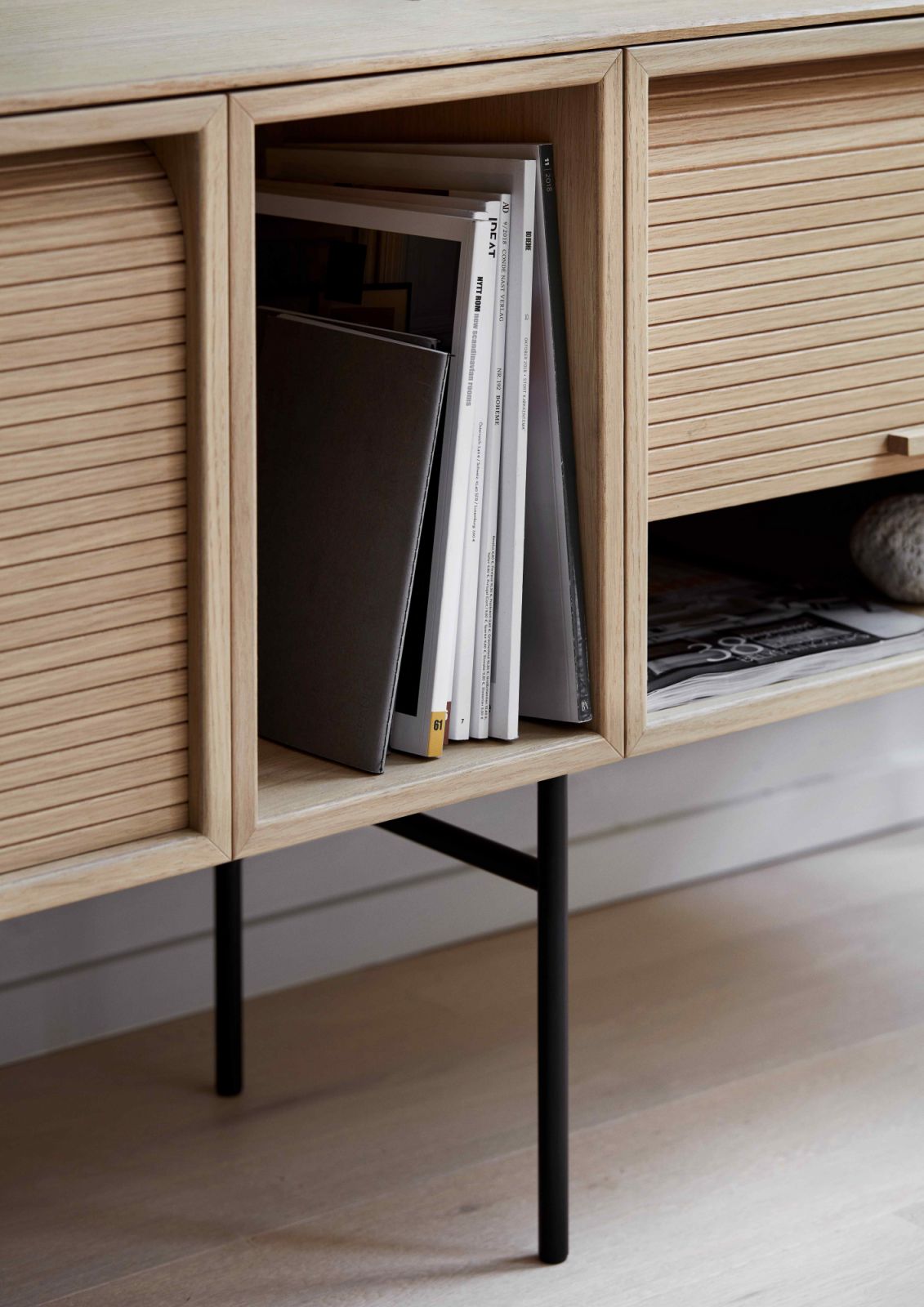 A scrolling door to discreetly house audio equipment (Photo: Northern)