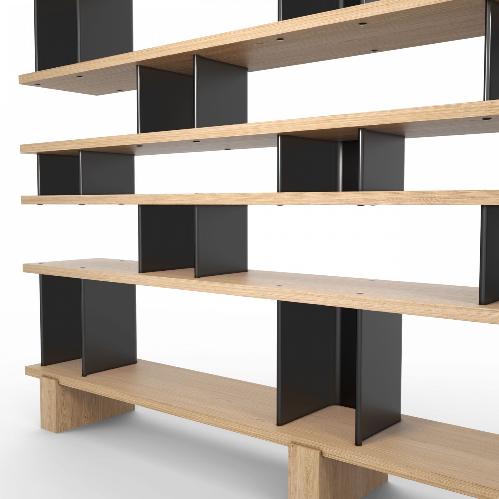Vertical aluminium plots set against solid block boards (Photo: Cassina)