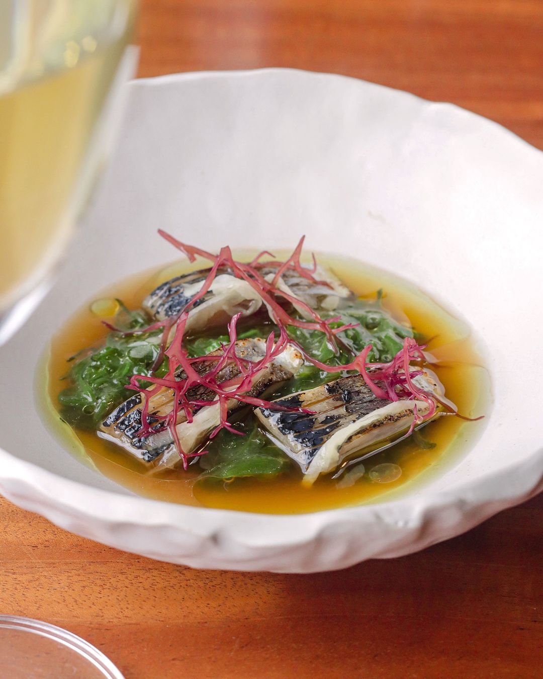 Herring with pickled wasabi, red seaweed, and kombu oil (Photo: Instagram / @chipta11a)