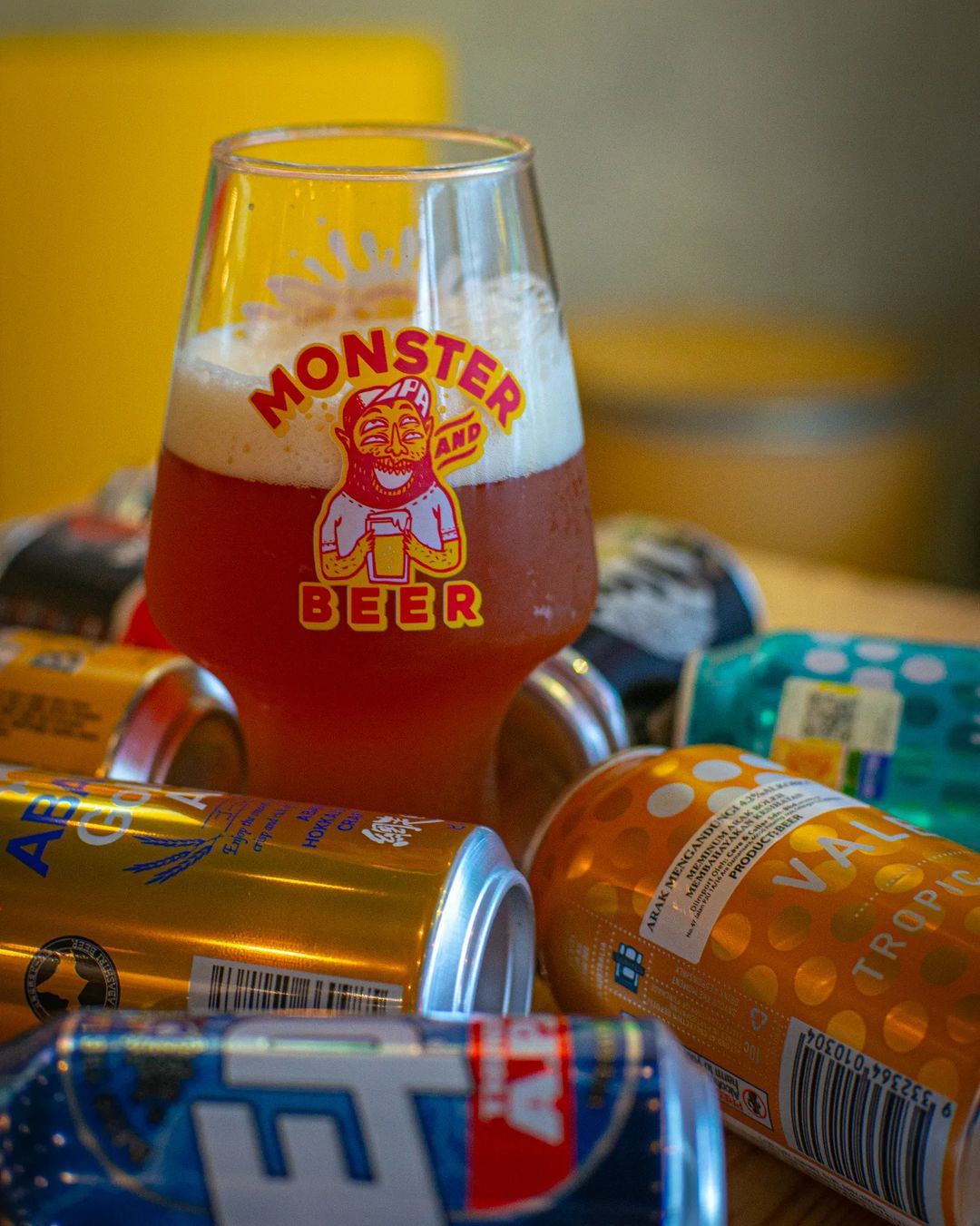 Illustrated glassware at Monster and Beer (Photo: Instagram / @monsterandbeer)