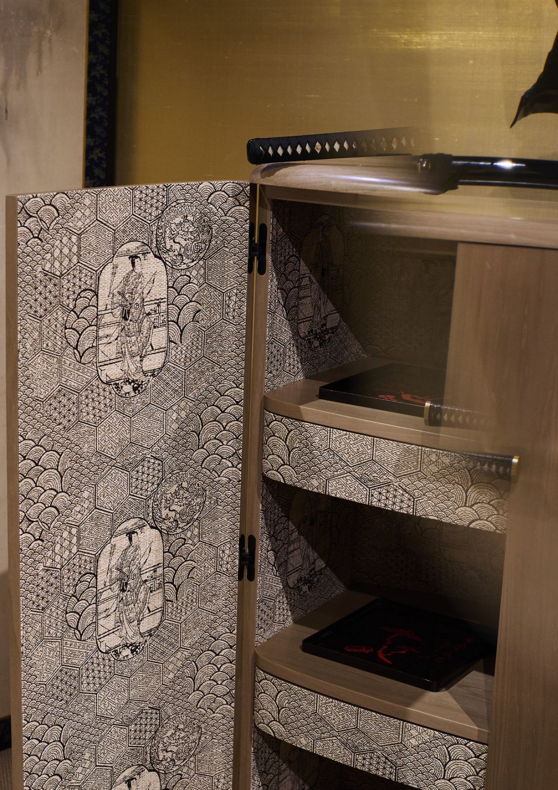 detail of Virtu cabinet at Armani Casa