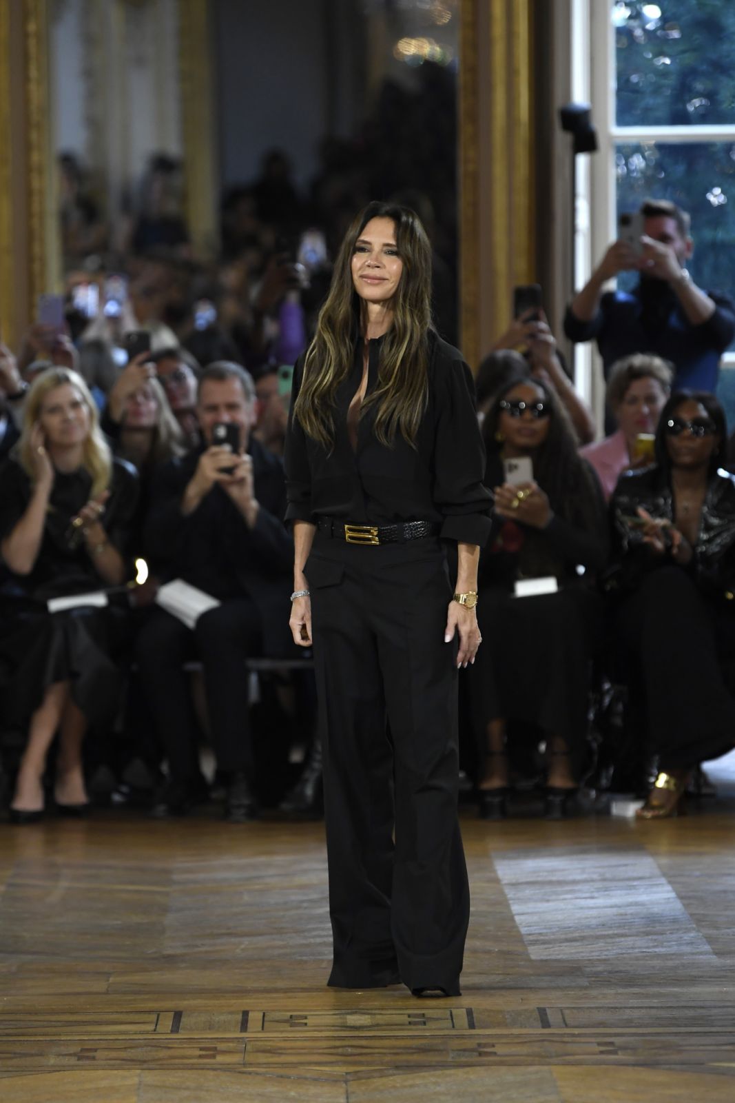 Victoria Beckham on the runway at Victoria Beckham Ready To Wear Spring 2024 on September 29, 2023 in Paris, France. (Photo by Giovanni Giannoni/WWD via Getty Images)